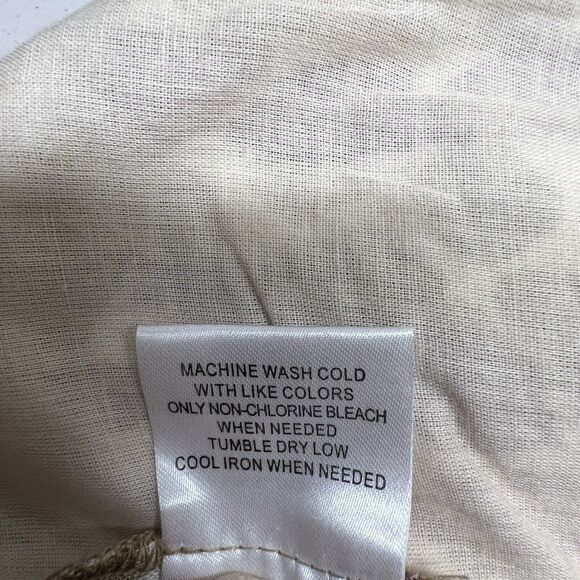 ModCloth Wide Leg Pants LARGE Giraffe Print Linen Blend Brown Green Safari - Picture 11 of 11